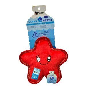 SPUNKY PUP Clean Earth STARFISH Dog Toy Stuffed Animal Squeaks Floats Recycled